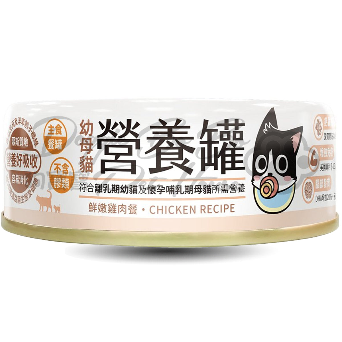 汪喵星球 98%鮮肉無膠幼母貓營養主食罐-鮮嫩雞餐 80g