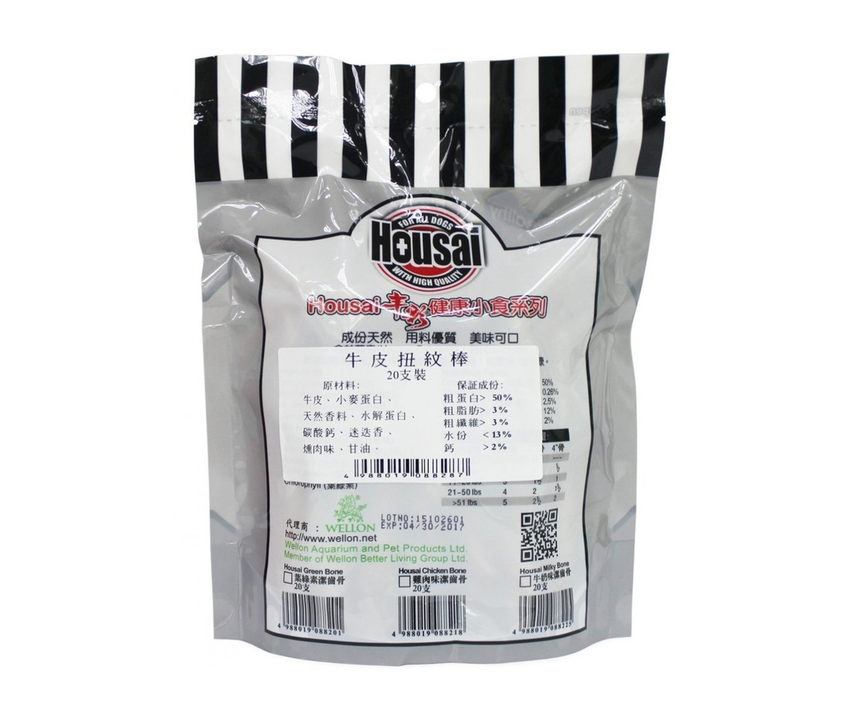 Housai   牛皮扭紋潔齒棒 20支