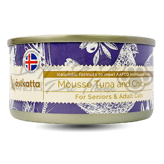 Astkatta - (無卡拉膠)全天然吞拿魚+雞肉慕絲 80g (高齡貓配方)